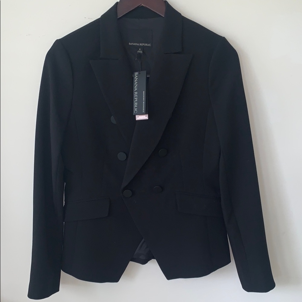 Banana Republic Classic Black Double-Breasted Blazer women’s SZ 6
